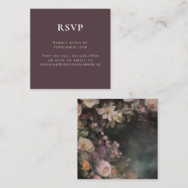 Tarjeta De Recepción Dark Moody Romantic Floral Wedding RSVP