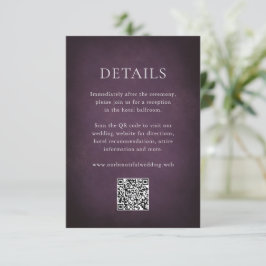 Tarjeta De Recepción Dark Purple Fine Art Floral Elegant Wedding