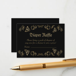 Tarjeta De Recepción Dark Victorian Diaper Gótico Raffle Baby Shower