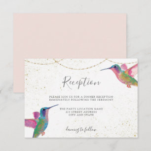 Tarjeta de Recepción de Acuarela Colibríes Florale
