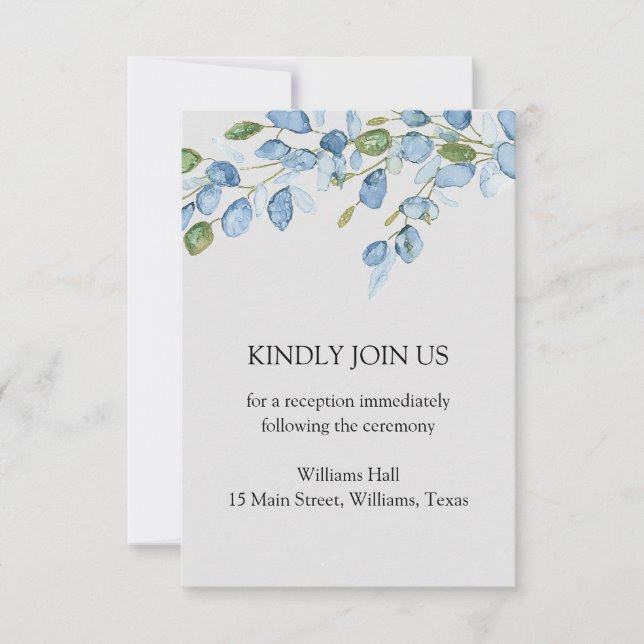 Tarjeta de recepción de acuarela floral elegante (Anverso)