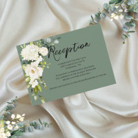 Tarjeta de Recepción de Acuarela Floral Verde Eleg