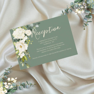 Tarjeta de Recepción de Acuarela Floral Verde Eleg