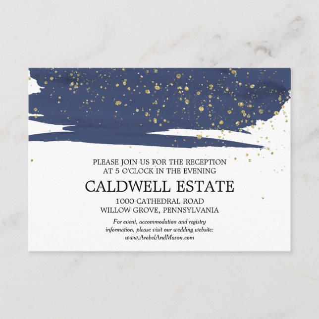 Tarjeta de recepción de acuarela y bodas de oro (Anverso)