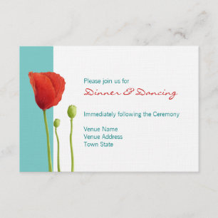 Tarjeta de Recepción de Amapola Roja teal