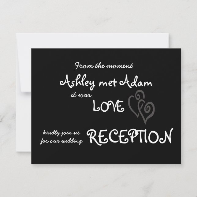 Tarjeta de Recepción de Amor Romántico | Negro (Anverso)