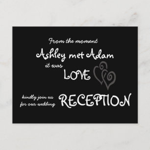 Tarjeta de Recepción de Amor Romántico Negro