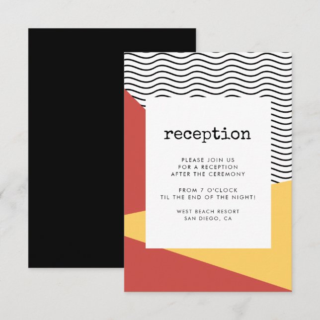 Tarjeta de recepción de arte pop estilo Memphis de (Anverso / Reverso)