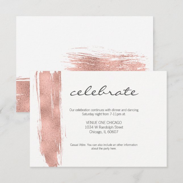 Tarjeta de recepción de Bat Mitzvah con pincel de  (Anverso / Reverso)