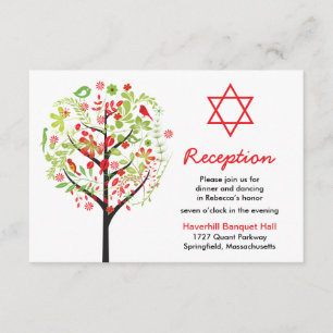 Tarjeta de recepción de Bat Mitzvah de color verde