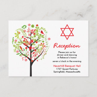 Tarjeta de recepción de Bat Mitzvah de color verde