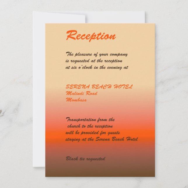 tarjeta de recepción de boda (Anverso)