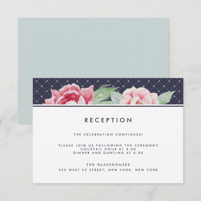 Tarjeta de recepción de boda antigua (Anverso / Reverso)