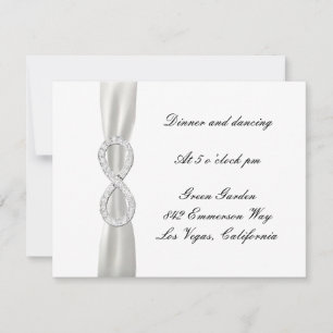 Tarjeta de recepción de boda blanca Diamond Infini