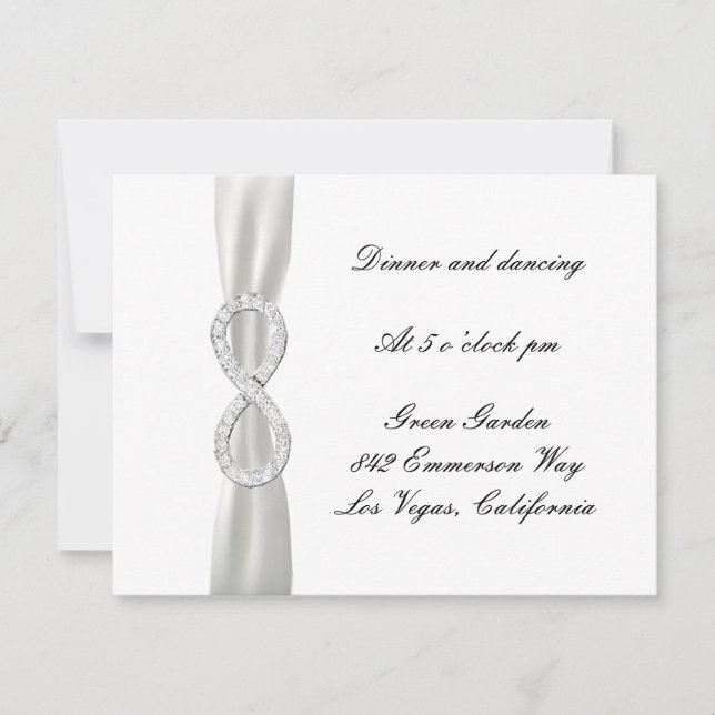 Tarjeta de recepción de boda blanca Diamond Infini (Anverso)