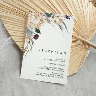 Tarjeta de recepción de boda blanca floral