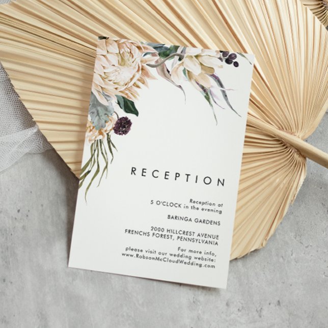 Tarjeta de recepción de boda blanca floral (Subido por el creador)