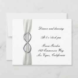 Tarjeta de recepción de boda blanca infinita de pl