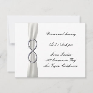Tarjeta de recepción de boda blanca infinita de pl