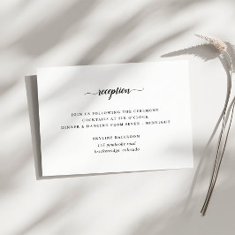 Tarjeta de recepción de boda blanca y negra