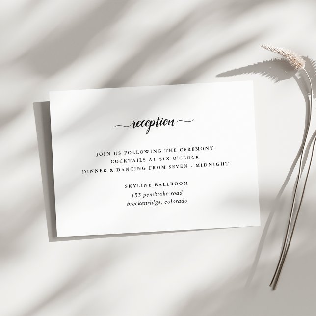 Tarjeta de recepción de boda blanca y negra (Subido por el creador)