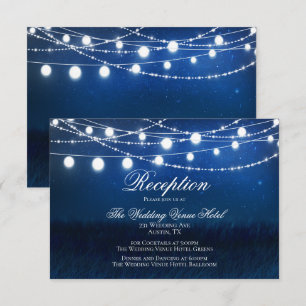Tarjeta de recepción de boda Blue Night & Silver L