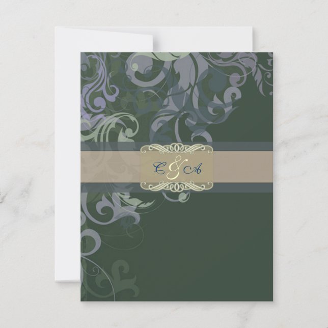 Tarjeta de recepción de boda Blue Victoria (Anverso)