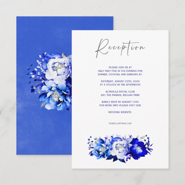 Tarjeta de Recepción de Boda Boho de Flor Silvestr (Anverso / Reverso)