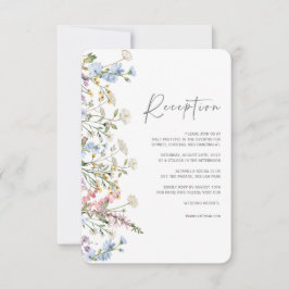 Tarjeta de recepción de boda boho de flores silves