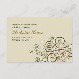 Tarjeta de recepción de boda boho verde elegante c