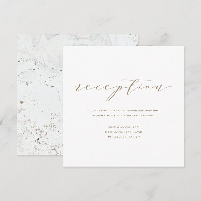 Tarjeta de recepción de boda caligráfica | Oro (Anverso / Reverso)