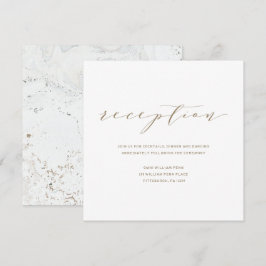 Tarjeta de recepción de boda caligráfica | Oro