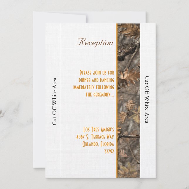 Tarjeta de Recepción de Boda Camuflaje de Cazador  (Anverso)