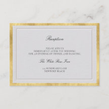 Tarjeta de Recepción de Boda Clásica Marfil con Do