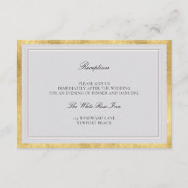 Tarjeta de Recepción de Boda Clásica Marfil con Do
