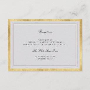 Tarjeta de Recepción de Boda Clásica Marfil con Do