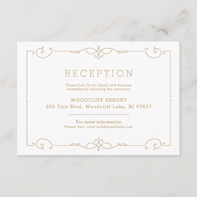 Tarjeta de recepción de boda clásica moderna elega (Anverso)