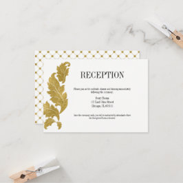 Tarjeta de recepción de boda Classic Gold Crest