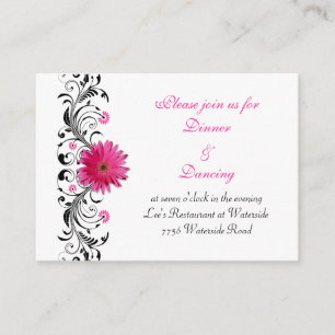 Tarjeta de recepción de boda color rosa Gerbera Da