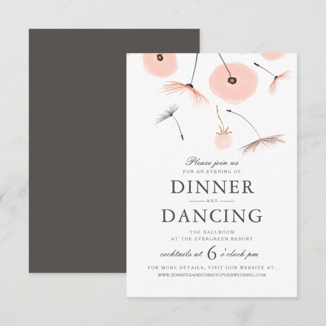 Tarjeta de recepción de boda con acuarela de meloc (Anverso / Reverso)