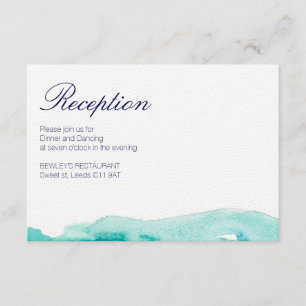 Tarjeta de Recepción de Boda con Acuarela de Turqu