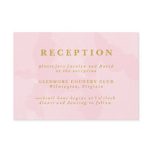 Tarjeta de recepción de boda con acuarela rosa mod