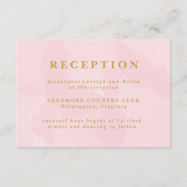 Tarjeta de recepción de boda con acuarela rosa mod
