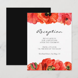 Tarjeta de recepción de boda con amapolas rojas ac
