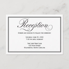 Tarjeta de recepción de boda con caligrafía en bla