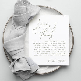 Tarjeta de recepción de boda con caligrafía verde 