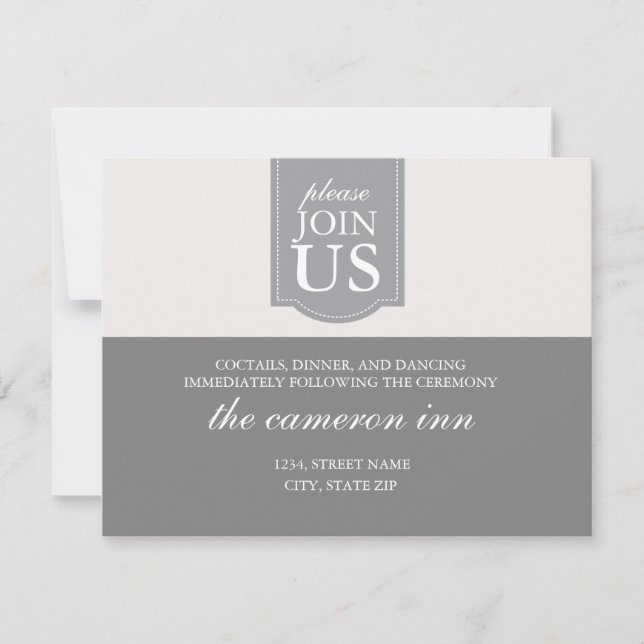 Tarjeta de recepción de boda con cinta personaliza (Anverso)