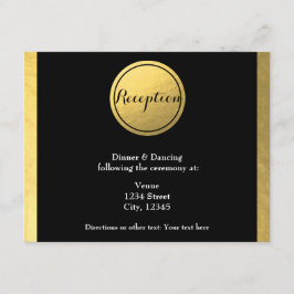 Tarjeta de recepción de boda con círculo negro y h