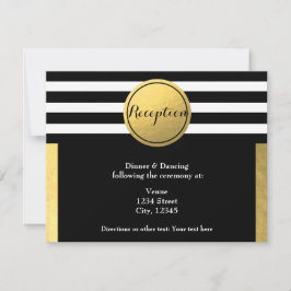 Tarjeta de recepción de boda con círculo negro y h