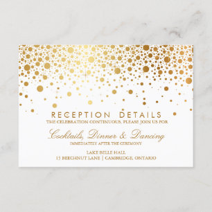 Tarjeta de recepción de boda con confeti de lámina